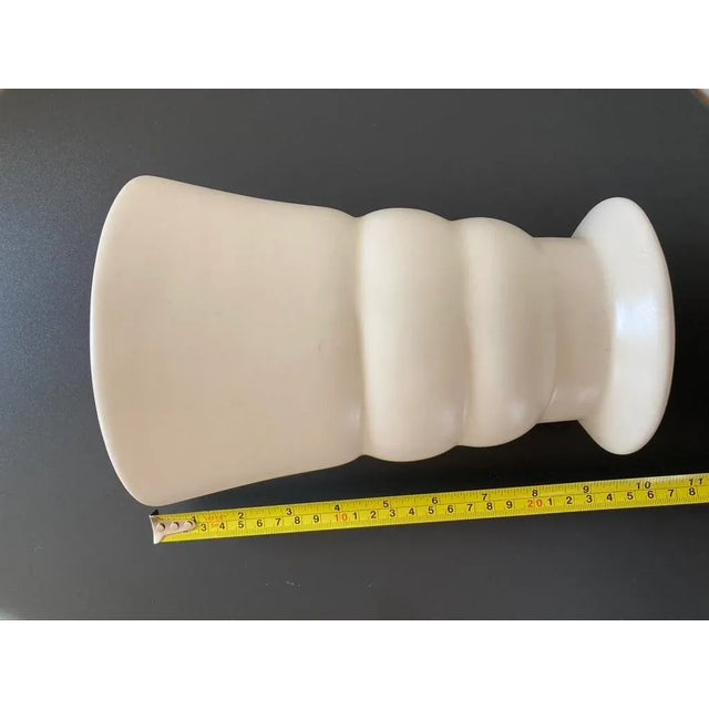 American Modern Matte White Porcelain Vase With Banded Design by Haeger, Circa Early 20th Century For Sale - Image 9 of 12