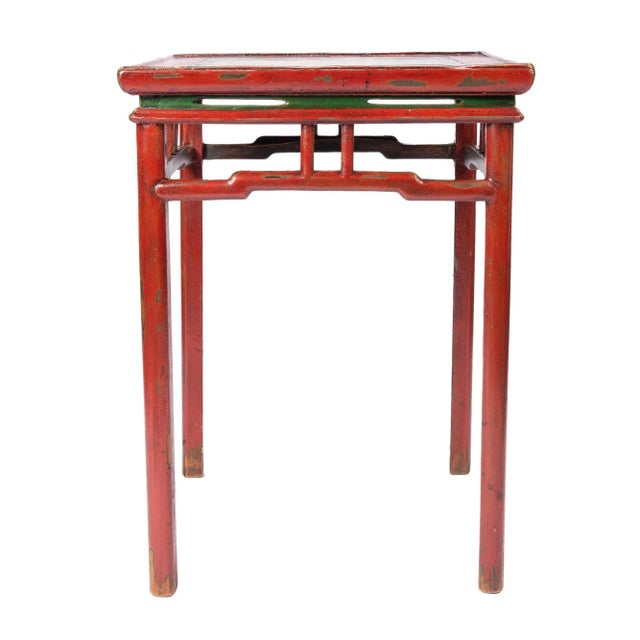 Tibetan Red Lacquered Side Table (1910) For Sale In Chicago - Image 6 of 13