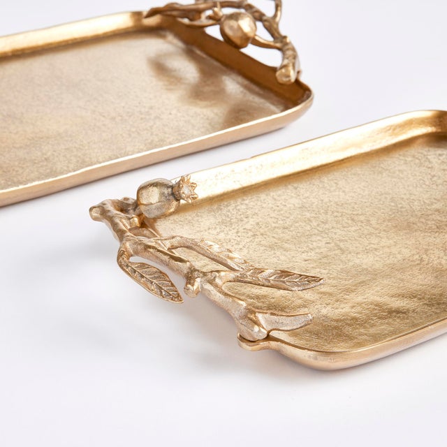 Kenneth Ludwig Chicago Pomegranate Branch Decorative Trays, Set Of 2 For Sale - Image 4 of 11