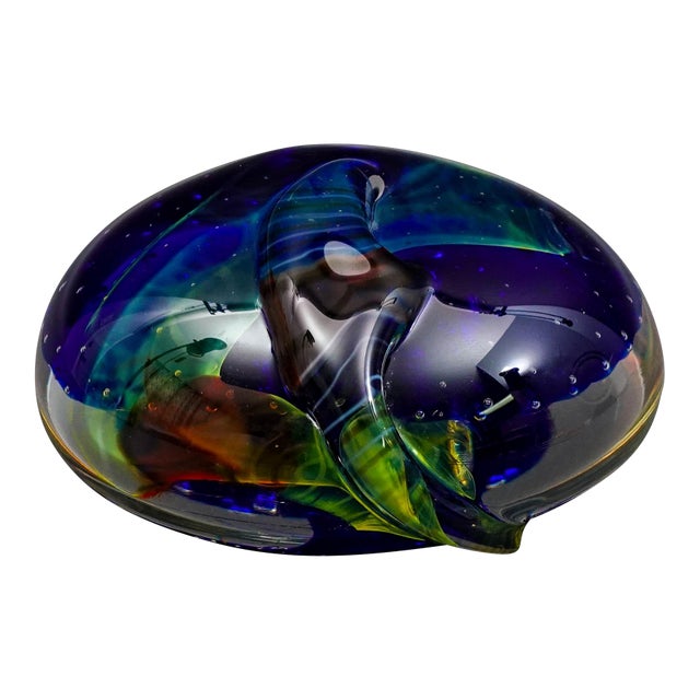 Seguso Viro SIgned Murano Italy Multi Color Art Glass Paperweight Sculpture For Sale