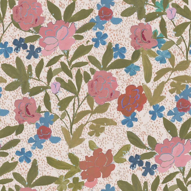 Floral Bouquet Wallpaper by Paule Marrot in Oatmeal For Sale