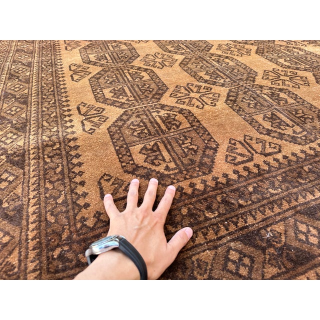 Camel Terracotta Camel Afghan Ersari Hand-Knotted Wool Rug - 6'7" X 9'7" For Sale - Image 8 of 11