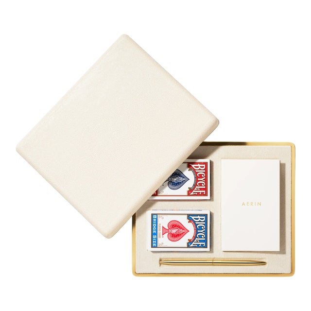 AERIN Faux Shagreen Bridge Set, Cream For Sale