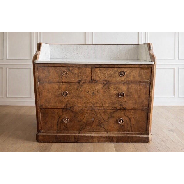 Vintage Chest of Drawers in Walnut with Marble Top, 1930s For Sale - Image 14 of 14