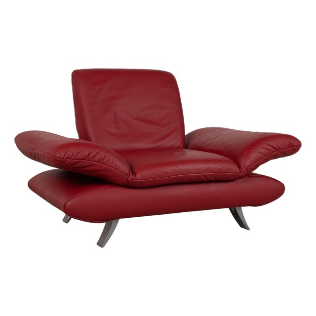 Leather Armchair in Red with Manual Function by Koinor Rossini For Sale