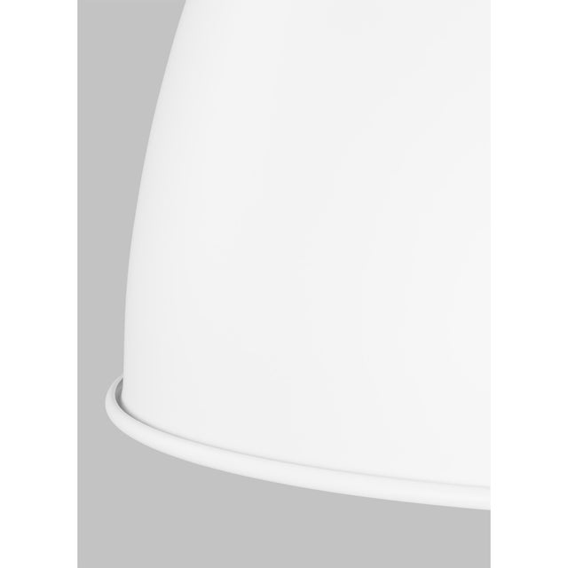 Chapman & Myers by Visual Comfort Studio Wellfleet Medium Dome Pendant, Matte White & Polished Nickel For Sale - Image 4 of 6