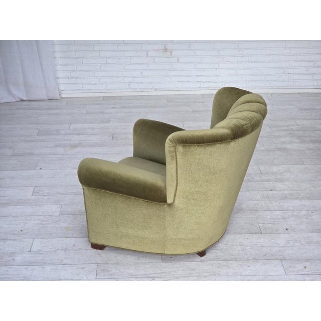 Danish Armchair in Green Velour and Beech, 1960s For Sale - Image 16 of 18