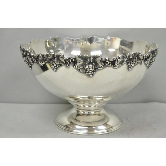 Victorian Silver Plated Grapevine Repousse 1913 Mohawk Golf Club Award Punchbowl For Sale - Image 16 of 17