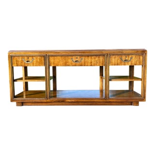 Drexel Heritage Accolade Campaign Console Table – Vintage Sideboard, Sofa Table, or Entryway Console For Sale