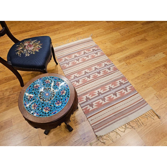 Vintage American Southwestern Kilim Rug, Handwoven Stripe Pattern, Earth Tones, 3’ X 5’ For Sale - Image 11 of 12