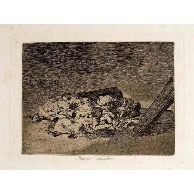 Francisco Goya, Muertos recogidos, Etching, 1863 For Sale