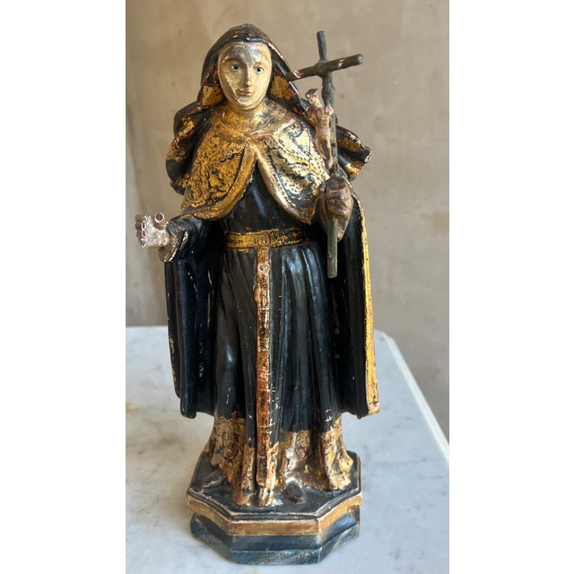 18th Century Saint Rita Carving With Gilt Detail For Sale - Image 16 of 18