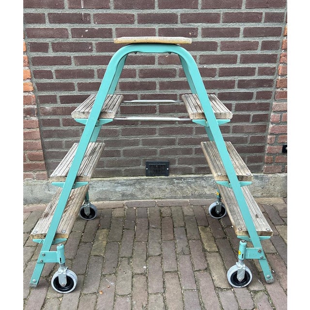1970s Industrial Rolling Step Ladder Stool, 1970s For Sale - Image 5 of 17