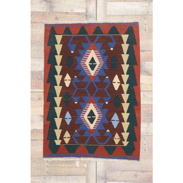 Textile Vintage Persian Shiraz Kilim Rug - 02'11 X 04'01 For Sale - Image 7 of 8