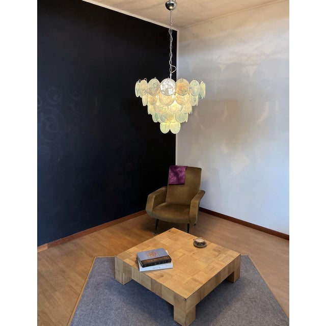 Space Age Murano Chandelier with 57 Blue Albaster Iridescent Glasses, 1990s For Sale - Image 9 of 18