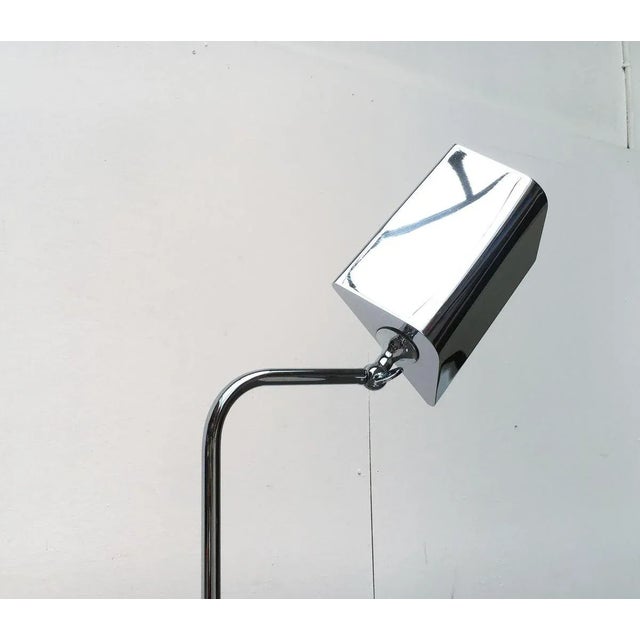 Silver Vintage German Hollywood Regency Style Chrome Floor Lamp by Florian Schulz, 1970s For Sale - Image 8 of 18