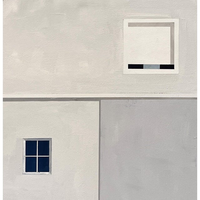 North of Eden by Justin Wheatley | Acrylic on Canvas White Barn With Green Field For Sale - Image 4 of 11