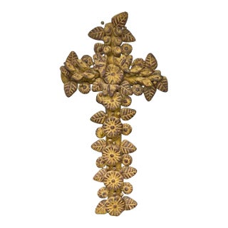 Antique Decorative Cross With Flower and Butterfly Motif - Early 20th Century For Sale