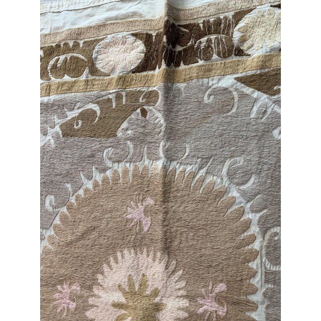Textile Tribal Suzani Tablecloth From Bukhara 4'7'' X 4'10'' For Sale - Image 7 of 11