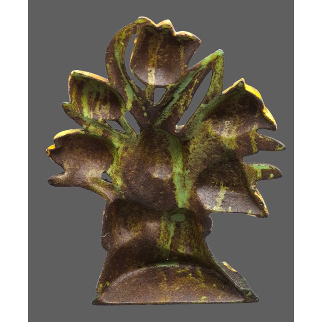Antique Cast Iron Yellow Tulip Flower Bouquet Doorstop For Sale - Image 6 of 7
