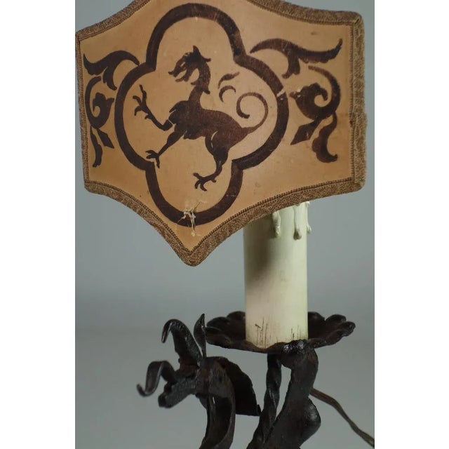 Art Nouveau Wrought Iron Table Lamp, 1950s For Sale - Image 4 of 7