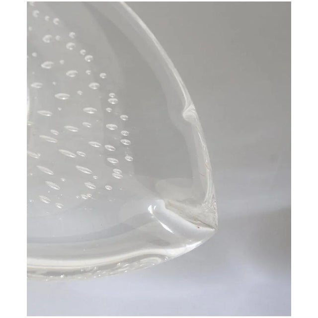 Mid-Century Modern 1973 Swedish Kosta Boda Crystal Fish Dish Bowl -Bucccilante Controlled Bubbles and a Smiling Face...