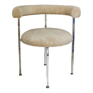 1960s Mid-Century Modern Chrome and Chenille Boucle Chair For Sale
