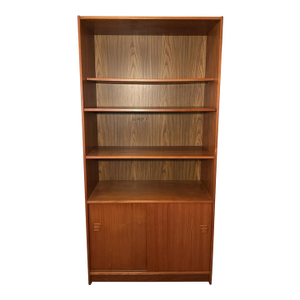 Danish Modern Teak Veneer Bookcase Wall Unit