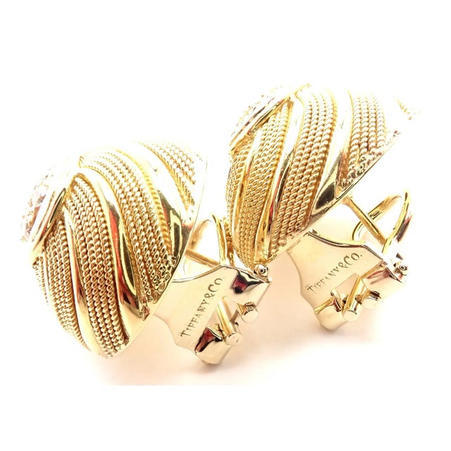 Tiffany & Co. 18k Yellow Gold Diamond Earrings For Sale In Philadelphia - Image 6 of 9