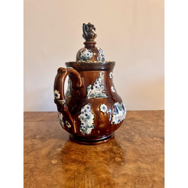 Large Antique Bargeware Tea Pot, 1880 For Sale - Image 4 of 6
