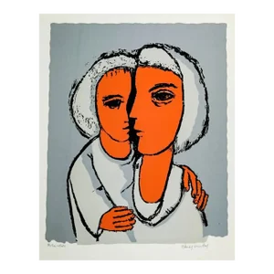 1970s Frank Kleinholz Siblings Serigraph
