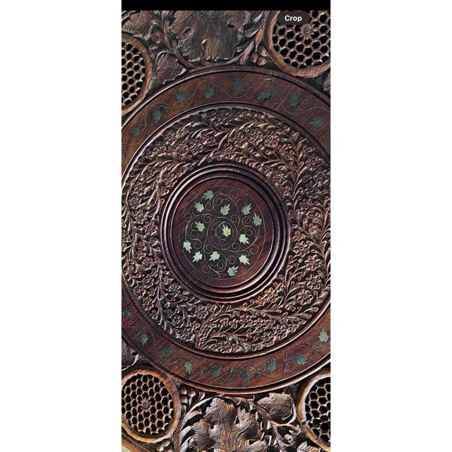 1920s Moorish or Anglo Indian Teak Carved Side Table With Open Fretwork For Sale - Image 6 of 7