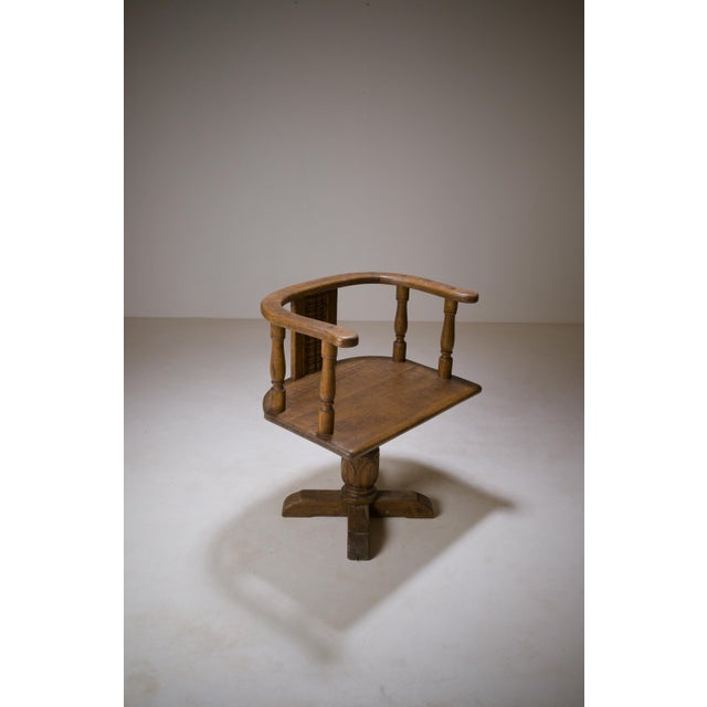 Oak Swivel Armchair, 1910s For Sale - Image 4 of 15