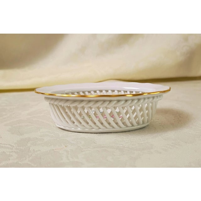 Metal Herend Oval Basket Queen Victoria 7380 Va Mini Porcelain Open Lattice Chinoiserie Decor Tiny Hungarian Ceramic Pottery Grandmillenial Decor For Sale - Image 7 of 7