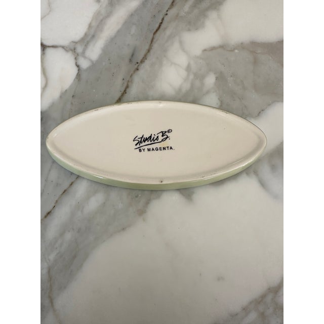 Vintage Oval Ceramic Trinket Tray With Insect For Sale In Los Angeles - Image 6 of 9