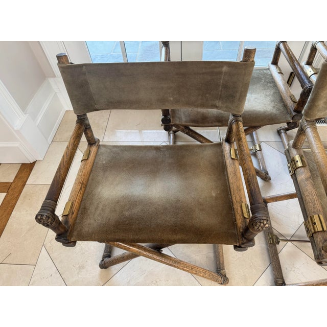 Rare Set of 4 McGuire Director’s Chairs For Sale - Image 10 of 12
