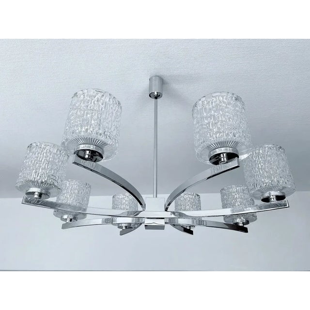 Mid-Century Modern Large Glass Chandelier from Kaiser Leuchten For Sale - Image 3 of 15