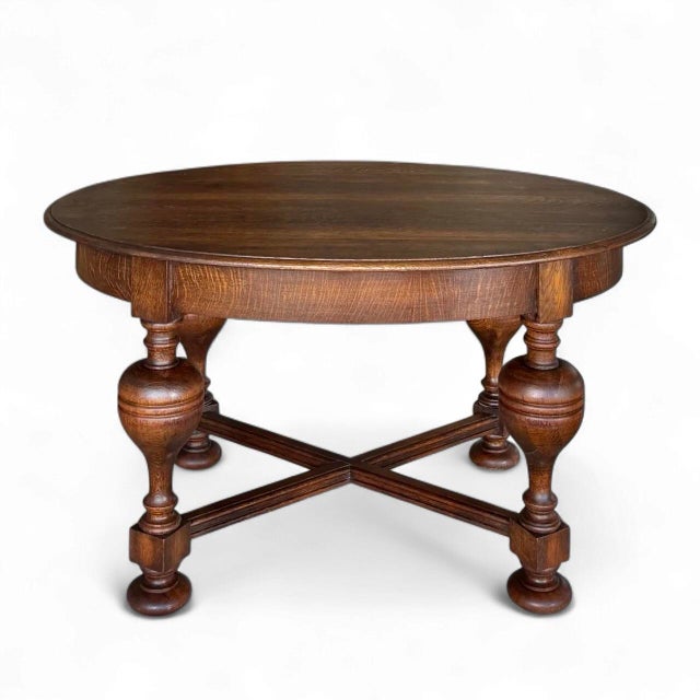 Jacobean Late 19th Century English Jacobean Revival Center/Library Table in Oak For Sale - Image 3 of 7