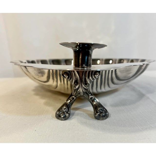 Metal Vintage Sheridan Scalloped Shell Candlestick Holder Serving Dish / Catchall For Sale - Image 7 of 10