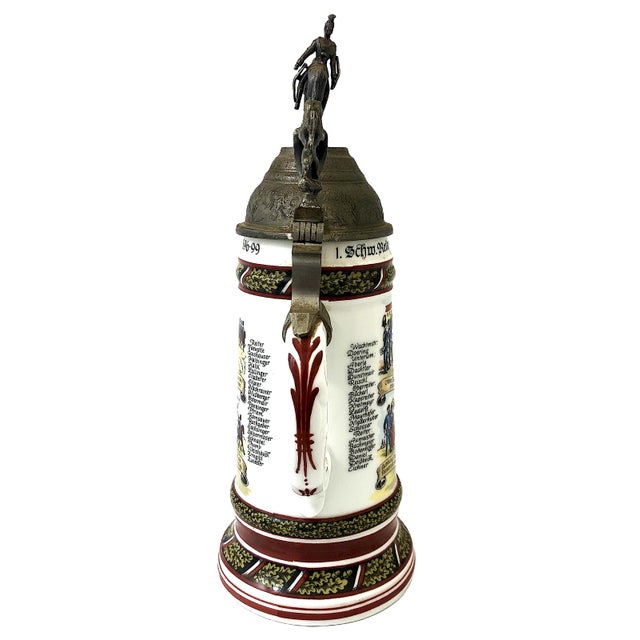 Late 20th Century Commemorative Early 20th-Century German Reservist Stein in Porcelain and Pewter For Sale - Image 5 of 18