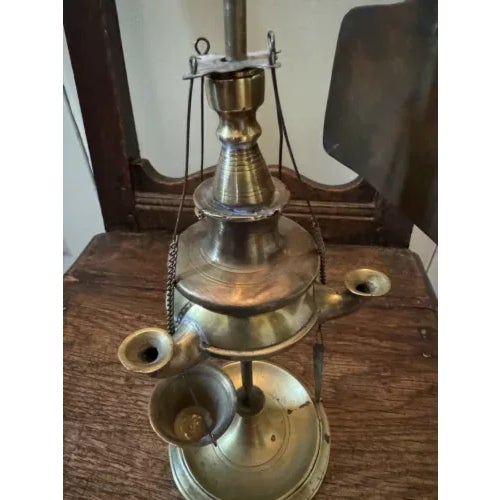 Metal Continental 19th Century Renaissance Revival Lucerne Oil Lamp With Tools & Reflector For Sale - Image 7 of 12
