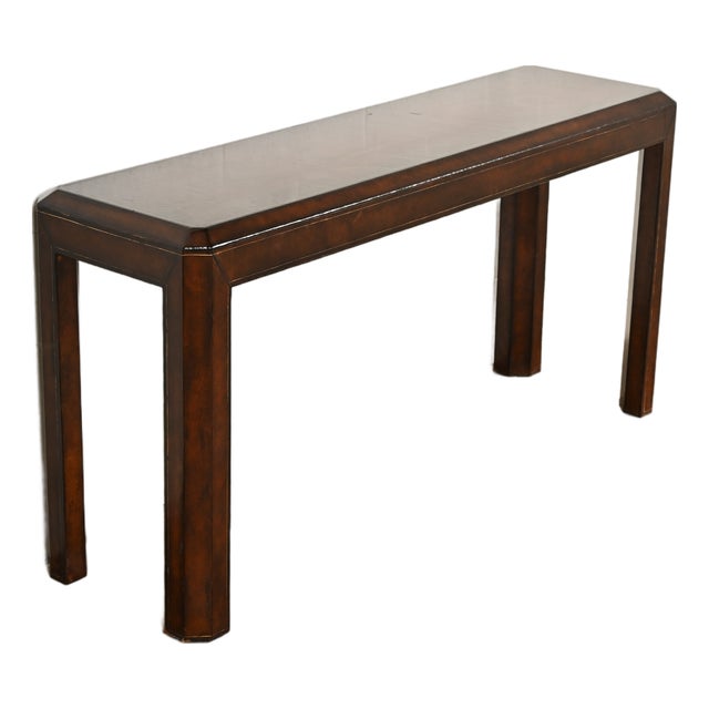 Maitland Smith Regency Leather Wrapped Console Table For Sale