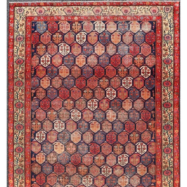Tribal Antique Malayer Rug in Soft Tones in Wool With Sub-Geometric Paisley Design For Sale - Image 3 of 11