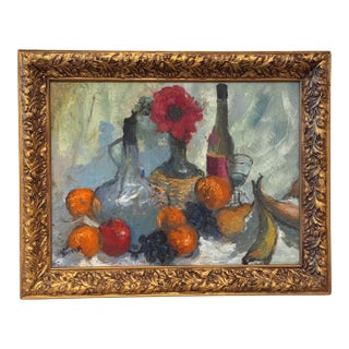 1950s Still Life, Lou Burnett, Oil on Canvas For Sale