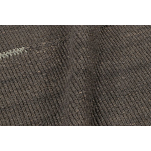 Textile Rug & Kilim's Accent Kilim, Gray Textural Stripes With Beige Accents For Sale - Image 7 of 8