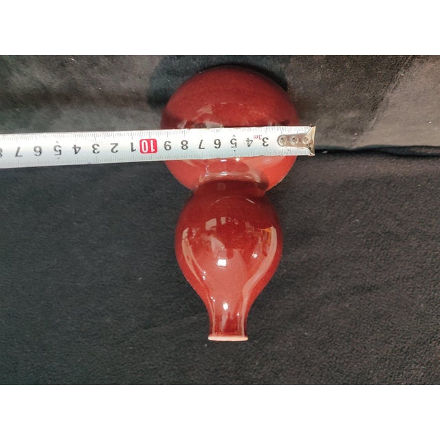 Chinese Ceramic Vase,Red GlazePorcelain Gourd Vase For Sale - Image 11 of 11