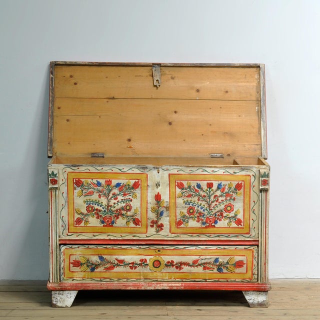 1950s Folk Art Bridal Chest, 1950 For Sale - Image 5 of 13