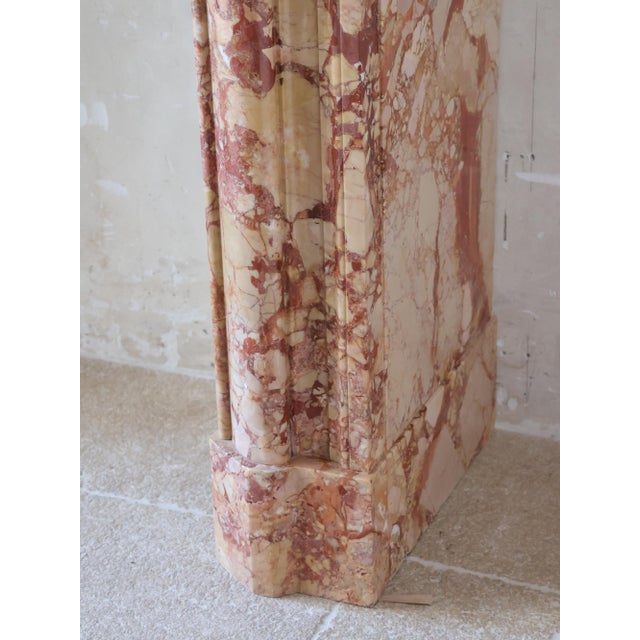 Antique French Boudin Mantelpiece in Brèche De Montmeyan Marble, 1800s For Sale - Image 10 of 15