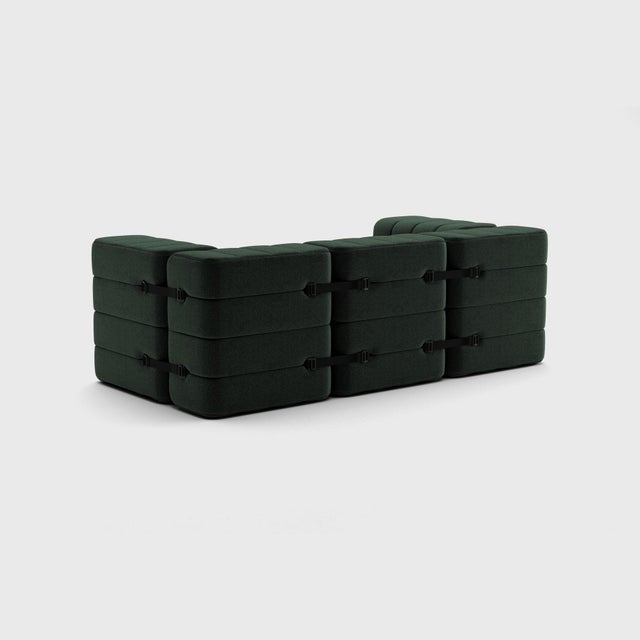 Modular 2-Seater Sofa with Armrests in Dama 0061 Fabric (Dark Green) – 7 Sofa Modules from Ambivalenz For Sale - Image 4 of 5