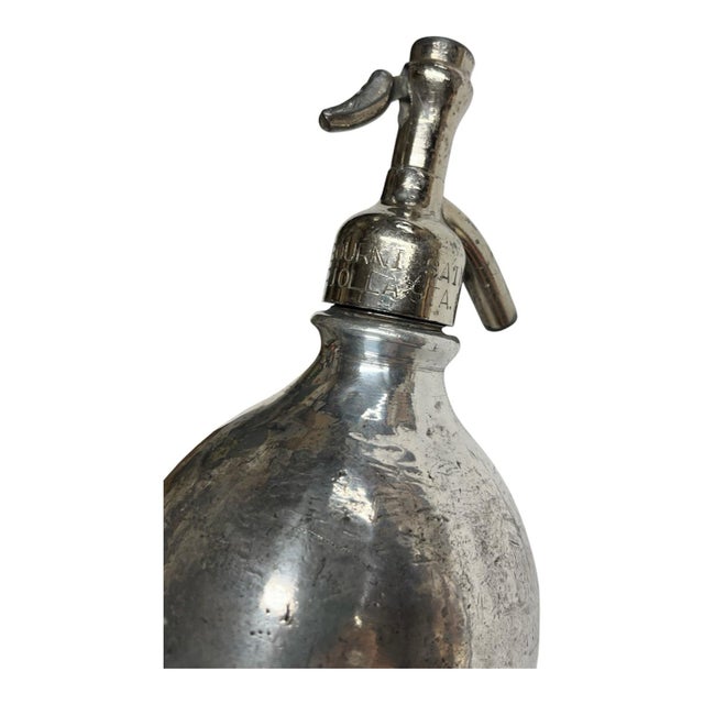 Mediterranean Vintage Argentine Silver Glass Soda Siphon Bottle For Sale - Image 3 of 10